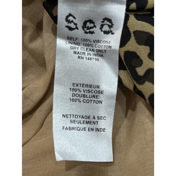 Sea New York Lottie Chiffon Animal Print Drawstring Long Sleeve Tassel Dress 4 - Picture 12 of 16